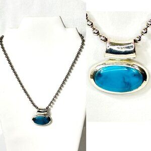 Alpaca silver and turquoise 18" necklace and pendant.